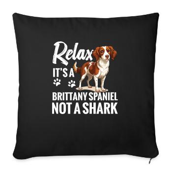 Chien détend, c’est un épagneul breton, pas un requin - Housse de coussin décorative 45 x 45 cm - noir - Devant