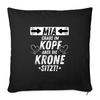 MIA Chaos Krone Frauen Empowerment Humor - Sofakissenbezug 45 x 45 cm - Schwarz - Vorne
