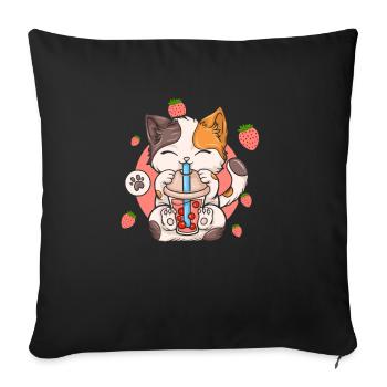 Bubble Tea Boba BubbleTea Kawaii Japan Tea Kpop - Sofakissenbezug 45 x 45 cm - Schwarz - Vorne