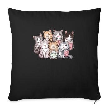 Bubble Tea Boba BubbleTea Kawaii Japan Tea Kpop - Sofa pillowcase 17,3'' x 17,3'' (45 x 45 cm) - black - Front