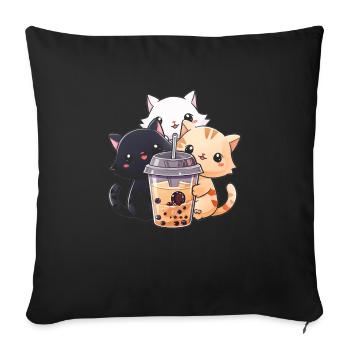 Bubble Tea Boba BubbleTea Kawaii Japan Tea Kpop - Sofakissenbezug 45 x 45 cm - Schwarz - Vorne