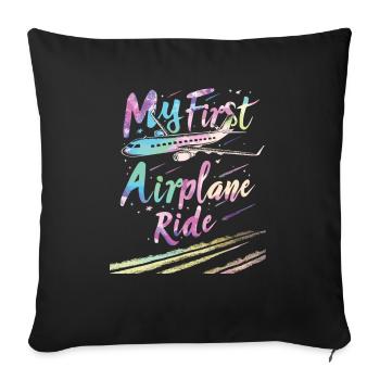 Meine Erste Flugreise Erstes Mal Fliegen - Sofakissenbezug 45 x 45 cm - Schwarz - Vorne
