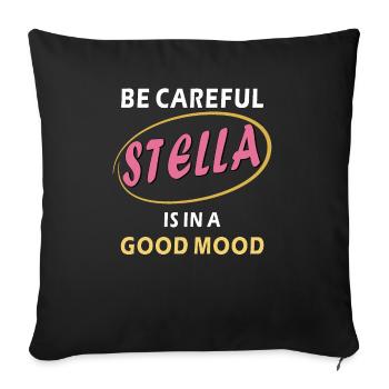 STELLA IS IN A GOOD MOOD - Sofakissenbezug 45 x 45 cm - Schwarz - Vorne