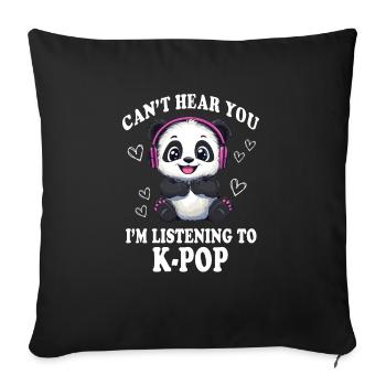 Mignon Panda K-Pop Kpop Corée Musique - Housse de coussin décorative 45 x 45 cm - noir - Devant