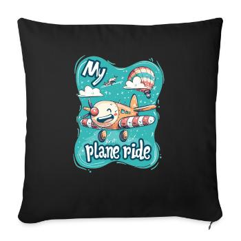 Meine Erste Flugreise Erstes Mal Fliegen - Sofakissenbezug 45 x 45 cm - Schwarz - Vorne