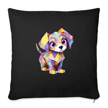 Puppy Playful Adorable Fun Animal Colorful Cute - Sofa pillowcase 17,3'' x 17,3'' (45 x 45 cm) - black - Front