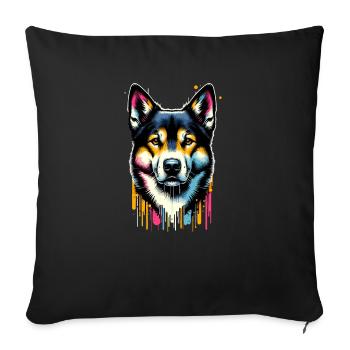 Éclaboussure colorée Art Canaan chien - Housse de coussin décorative 45 x 45 cm - noir - Devant
