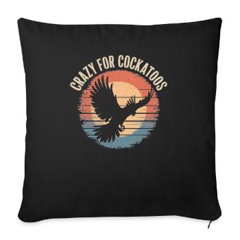 Crazy For Cockatoos Retro Stil Vogel - Sofakissenbezug 45 x 45 cm - Schwarz - Vorne