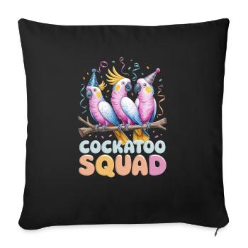Cockatoo Squad Bunte Partypapageien Spaß - Sofakissenbezug 45 x 45 cm - Schwarz - Vorne