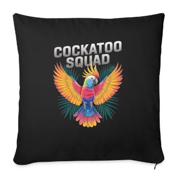 Bunte Cockatoo Squad Papageien Abenteuer - Sofakissenbezug 45 x 45 cm - Schwarz - Vorne