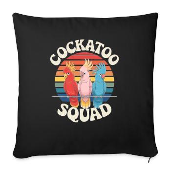 Cockatoo Squad Bunte Papageien Freunde - Sofakissenbezug 45 x 45 cm - Schwarz - Vorne