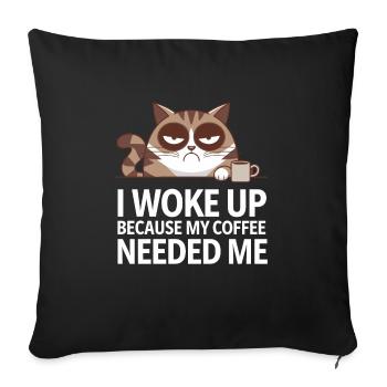 Funny Coffee Cats Saying - Sofa pillowcase 17,3'' x 17,3'' (45 x 45 cm) - black - Front