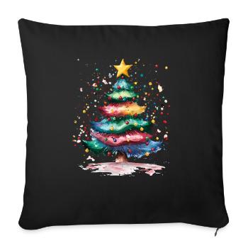 Christmas Tree Festive Holiday Design With Colorful - Sofa pillowcase 17,3'' x 17,3'' (45 x 45 cm) - black - Front