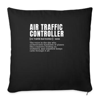 Drôle de contrôleur de la circulation aérienne Définition Profession - Housse de coussin décorative 45 x 45 cm - noir - Devant