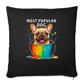 FRENCHIE MOST POPULAR DOG - Sofa pillowcase 17,3'' x 17,3'' (45 x 45 cm) - black - Front