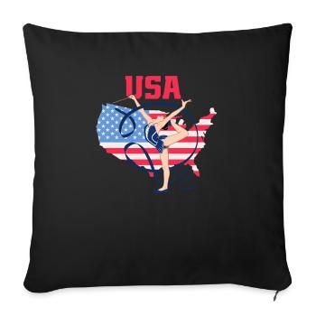 États-Unis Gymnastique Patriots Stars Feux d’artifice - Housse de coussin décorative 45 x 45 cm - noir - Devant