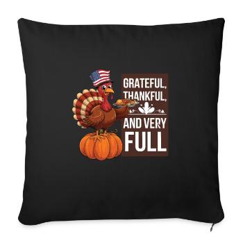 Dinde drôle de Thanksgiving - Housse de coussin décorative 45 x 45 cm - noir - Devant
