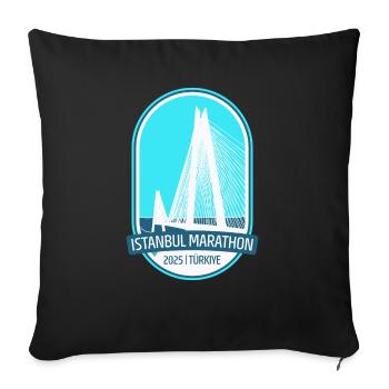 Istanbul - Marathon - 2025 - Turquie - Housse de coussin décorative 45 x 45 cm - noir - Devant
