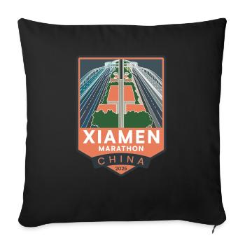 Marathon de Xiamen - 2025 - Chine - Housse de coussin décorative 45 x 45 cm - noir - Devant