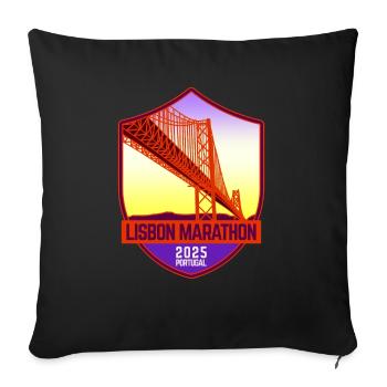 Marathon de Lisbonne - 2025 - Portugal - Housse de coussin décorative 45 x 45 cm - noir - Devant
