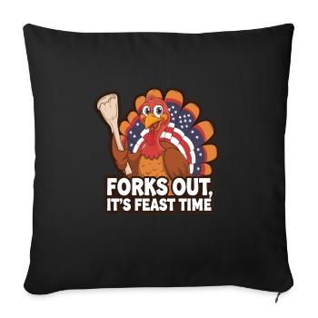 Dinde drôle de Thanksgiving - Housse de coussin décorative 45 x 45 cm - noir - Devant