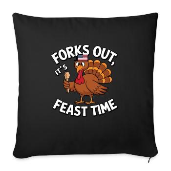 Dinde drôle de Thanksgiving - Housse de coussin décorative 45 x 45 cm - noir - Devant