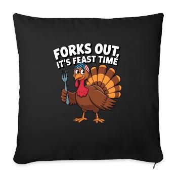 Dinde drôle de Thanksgiving - Housse de coussin décorative 45 x 45 cm - noir - Devant