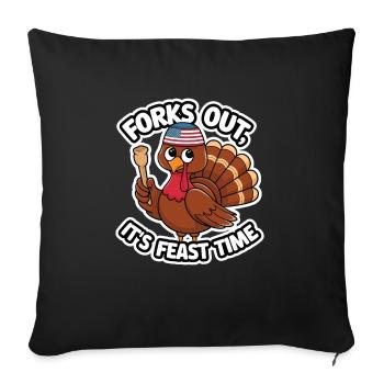 Dinde drôle de Thanksgiving - Housse de coussin décorative 45 x 45 cm - noir - Devant