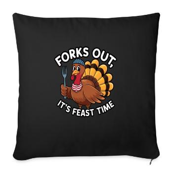 Dinde drôle de Thanksgiving - Housse de coussin décorative 45 x 45 cm - noir - Devant