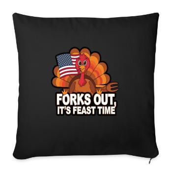 Dinde drôle de Thanksgiving - Housse de coussin décorative 45 x 45 cm - noir - Devant
