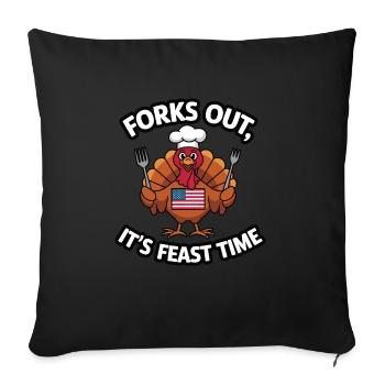 Dinde drôle de Thanksgiving - Housse de coussin décorative 45 x 45 cm - noir - Devant