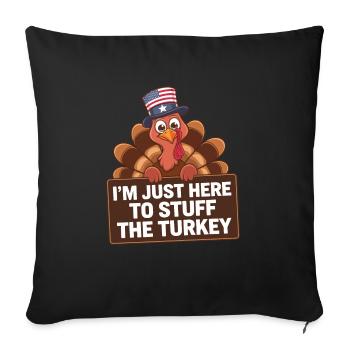 Dinde drôle de Thanksgiving - Housse de coussin décorative 45 x 45 cm - noir - Devant