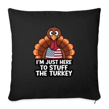 Dinde drôle de Thanksgiving - Housse de coussin décorative 45 x 45 cm - noir - Devant