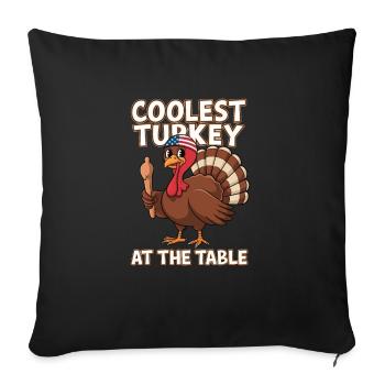 Dinde drôle de Thanksgiving - Housse de coussin décorative 45 x 45 cm - noir - Devant