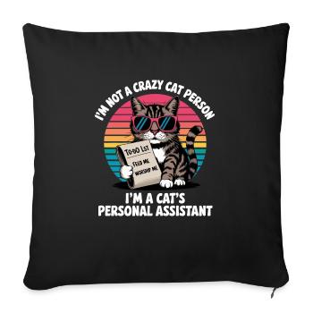 Funny cat saying - Sofa pillowcase 17,3'' x 17,3'' (45 x 45 cm) - black - Front