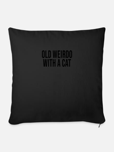 Alter Sonderling Mit Einer Katze Humor - Sofakissenbezug 45 x 45 cm - Schwarz