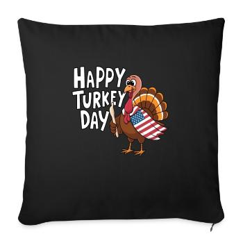 Lustiger Thanksgiving Truthahn - Sofakissenbezug 45 x 45 cm - Schwarz - Vorne