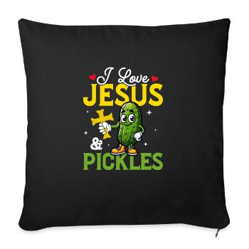 I Love Jesus & Pickles Cucumber Vegan Pickle - Sofakissenbezug 45 x 45 cm - Schwarz - Vorne