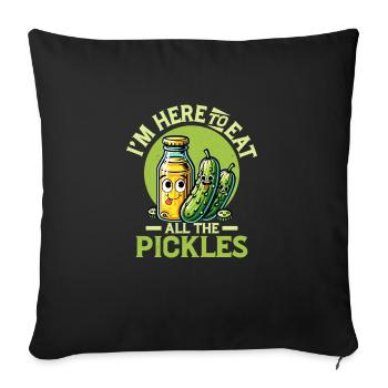 Je suis ici pour manger tous les cornichons Pickle Vegan Cucum - Housse de coussin décorative 45 x 45 cm - noir - Devant