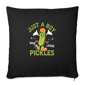 Juste un garçon qui aime les cornichons Concombre Aneth végétalien - Housse de coussin décorative 45 x 45 cm - noir - Devant