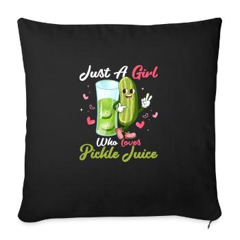 Juste une fille qui aime le jus de cornichon Fitness Vegan C - Housse de coussin décorative 45 x 45 cm - noir - Devant