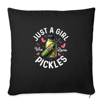 Juste une fille qui aime les cornichons, l’aneth, le concombre végétalien - Housse de coussin décorative 45 x 45 cm - noir - Devant