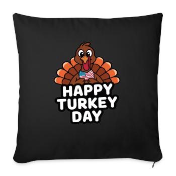 Dinde drôle de Thanksgiving - Housse de coussin décorative 45 x 45 cm - noir - Devant