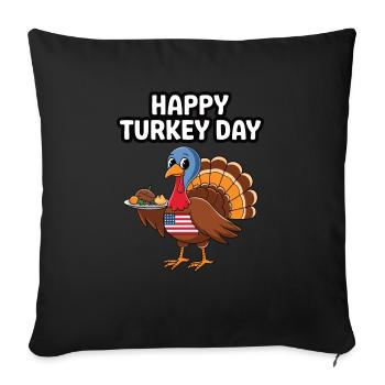 Dinde drôle de Thanksgiving - Housse de coussin décorative 45 x 45 cm - noir - Devant