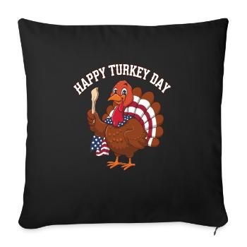 Lustiger Thanksgiving Truthahn - Sofakissenbezug 45 x 45 cm - Schwarz - Vorne