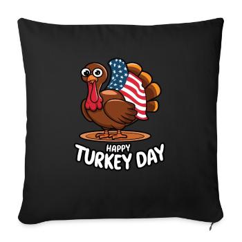 Dinde drôle de Thanksgiving - Housse de coussin décorative 45 x 45 cm - noir - Devant