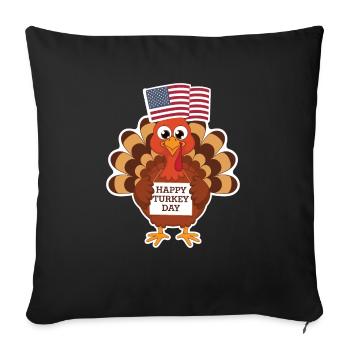 Dinde drôle de Thanksgiving - Housse de coussin décorative 45 x 45 cm - noir - Devant