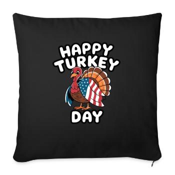 Dinde drôle de Thanksgiving - Housse de coussin décorative 45 x 45 cm - noir - Devant