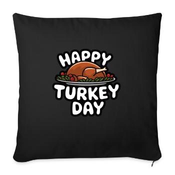 Dinde drôle de Thanksgiving - Housse de coussin décorative 45 x 45 cm - noir - Devant