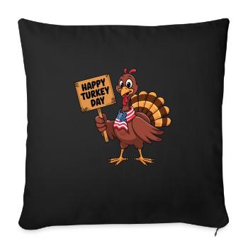 Dinde drôle de Thanksgiving - Housse de coussin décorative 45 x 45 cm - noir - Devant
